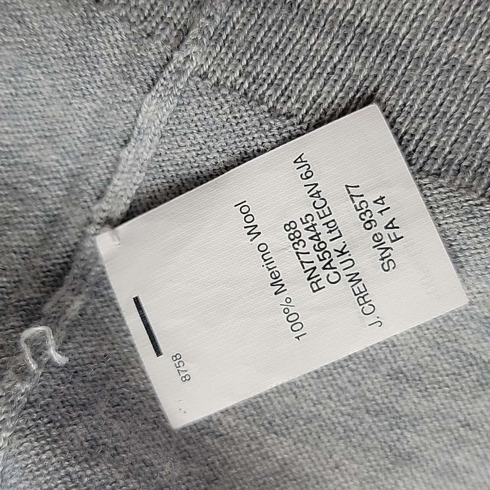 J.CREW 100% Wool Light Gray 3/4 Sleeve Preppy Office Capsule Crewneck Sweater L - Picture 7 of 8
